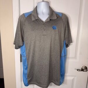 Sport-Tek UNC North Carolina Tar Heels Usher Polo Shirt Grey Blue Mens Large